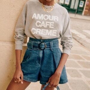 Sezane Blue Jean Shorts
